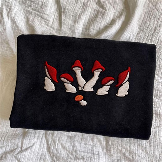 Embroidered Disney Mushroom Sweatshirt, Minimal Red Cap Mushroom Crewneck, Whimsical Nature Inspired Pullover, Cozy Cottagecore Gift - Etsy