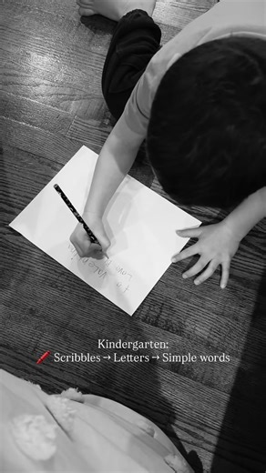 Michelle Lowry on Instagram: "Writing in kindergarten through second grade can look very different from what we remember as adults. From scribbles and invented spelling to sentences and short paragraphs, writing development happens in stages, not all at once. Progress isn’t always neat or linear, and every child grows at their own pace. If you’re wondering whether your child’s writing is “on track,” you’re not alone. Asking questions is the right first step in the right direction"