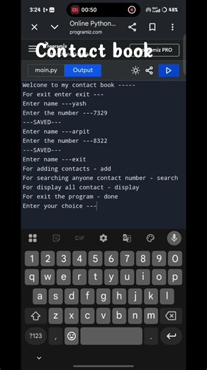 Day 5 python language processes (contact book)#python #codewithanmol