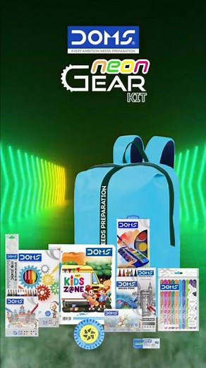 DOMS Neon Gear Kit – All-in-One Stationery Power Pack for Kids