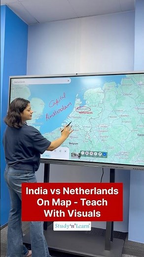 Smart Board For Teaching Geography - Netherlands On Map - Digital Board - Interactive Flat Panel