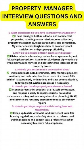 Property Manager Interview questions and answers ( pass your interview) #interview #property #shorts