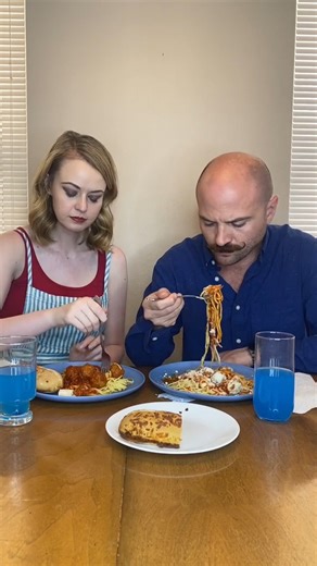 2.1M views · 11K reactions | Strange couple eats pasta This original video was produced by Network Media LLC Productions, Rick Lax and Jennie Carroll | Tips, Tricks & Funny Clips | Facebook