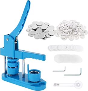 IRONWALLS Button Maker Machine 37mm/ 1-1/2 Inch, Button Badge Maker Machine with 200PCS Pin Button Parts & 1PC Circle Cutter, Installation Free Rotary DIY Round Pin Maker Badge Press Punch Kit