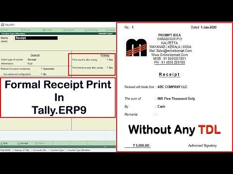 Updates !!! Formal Receipt Print In Tally.ERP9