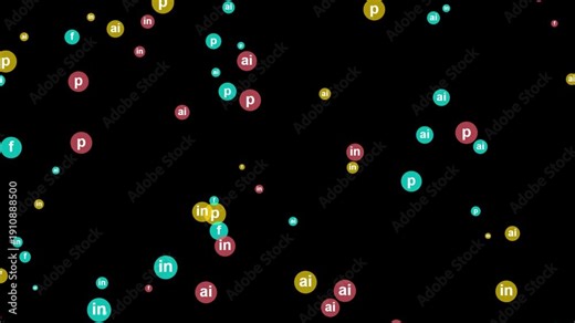 A colorful array of social media logos on a overlay transparent background