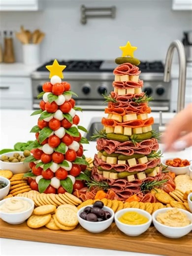 🎄Christmas Tree Appetizer Towers – A festive show-stopper for your holiday table! #Christmas #Appetizer #ChristmasTree #Charcuterie | Recipes By Amelia