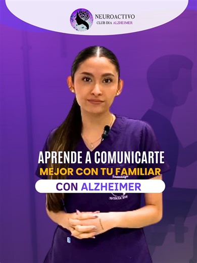 ¿Sabes cómo hablarle a tu familiar con Alzheimer? Hablar con una persona con Alzheimer puede ser un reto, pero con empatía y algunos ajustes, la conexión puede mantenerse 💜 Aquí te dejamos 5 tips para mejorar la comunicación: 1️⃣ Habla claro y espera pacientemente una respuesta. Evita preguntas abiertas como “¿qué quieres tomar?” y usa opciones concretas como “¿tienes sed?”. 2️⃣ Llama su atención primero. Puedes tocar su hombro suavemente y mantener el contacto visual 👀. 3️⃣ Usa gestos o apoyo