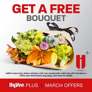 6.4K views · 21 reactions | Our plus equal more! This month, Hy-Vee Plus members get a FREE bouquet!  They also receive additional discounts, fuel savings, Red Line™ access, free delivery and 2-hour express pickup, as well as personal shopping services. Become a member today: https://www.hy-vee.com/aisles-online/membership | Hy-Vee | Facebook