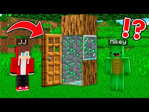 JJ and Mikey Found SECRET PASSAGE IN TREE with EMERALDS ORE in Minecraft ?!