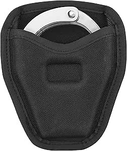 Handcuff Case, Open Top Handcuff Holder Holster, 600D Nylon Cuff Pouch for Duty Belt Accessories Fits Standard Chain or Hinge Handcuffs, Wear-Resistant
