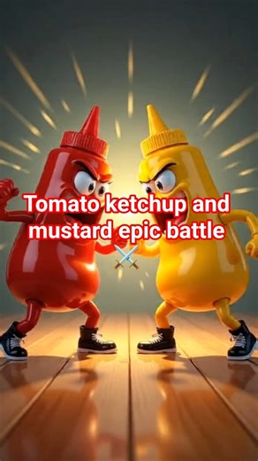 Ketchup and mustard locked in an epic battle 😉