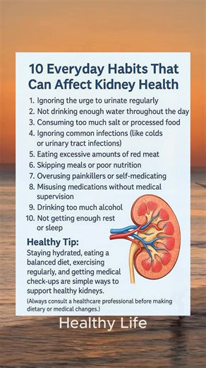35K views · 158 reactions | Did you know that skipping meals or overusing painkillers can affect your kidneys? Learn 10 everyday habits that may harm your kidney health — and how to fix them.  | Healthy Life | Facebook