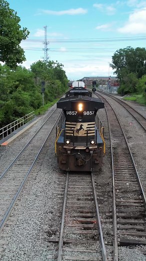 Hammerhead - NS 121 was the first train to roll through the new moveable point frogs that were installed by Conrail last month in Detroit, MI. **this was recorded with permission** #reels #reelsvideo #train #drone #asmr #rail #project #railroad #track #railway #video #detroit | Craig Hensley Photography