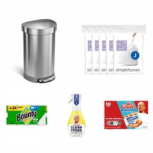 45L Trash Can, 30-45L Code J Liners (100-Pack), Paper Towel (12-Roll), Cleaner, and Erasers (10-Count) - The Home Depot