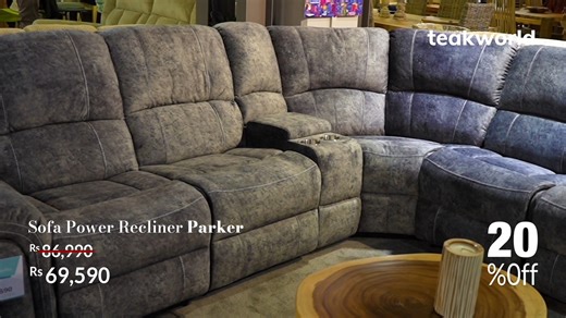 The PARKER double Recliner Corner Sofa with console is a luxury soft fabric covered sofa that offers deep cushion seats and a relaxing recline with a incredibly handy compartment to hold drinks and snacks. Download full brochure here: https://bit.ly/living-spaces2023 #livingspaces2023 #teakworld | Teak World