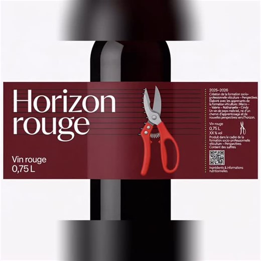 𝕃𝕪𝕟𝕟 𝔽𝕚𝕤𝕤𝕖𝕥𝕥𝕖 on Instagram: "🍷 Dans le cadre de ma formation en multimédia et création web, nous travaillons sur de vrais projets, avec de vraies attentes clients. Ici, la création d’une étiquette de vin. Tout commence par l’écoute : comprendre leurs idées, leurs valeurs, le message qu’ils veulent transmettre. Puis vient la phase de réflexion : structurer, analyser, traduire leurs intentions en concept graphique. Pour Horizon rouge, l’idée centrale s’est imposée : le geste qui taill