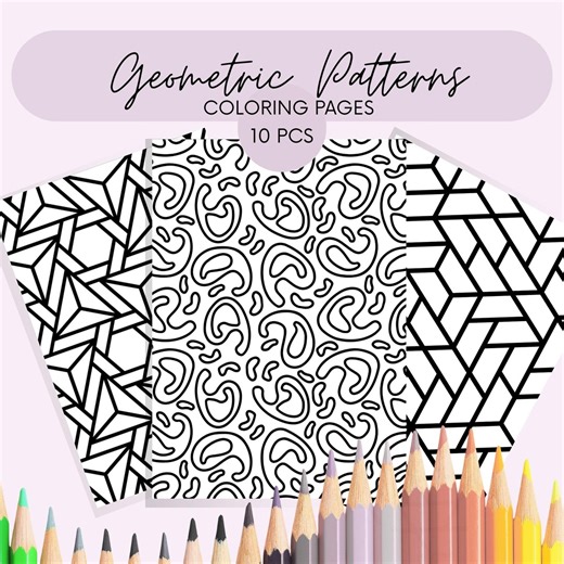 Printable Relaxing Geometric Pattern Coloring Pages for Adults, Bold and Easy Designs - Etsy