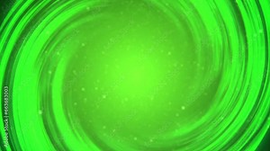 Light portal with flying particles of light. Green vortex with light effects. Animation with free space in the center for your design.
