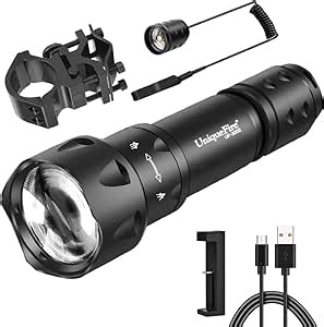 UniqueFire Vcsel 940nm IR Illuminator Flashlight Lights for Night Vision,Zoomable Fresnel Lens Infrared LED Torch Light Rechargeable with Remote Pressure Switch & Bracket Max Illuminate 1000Meters