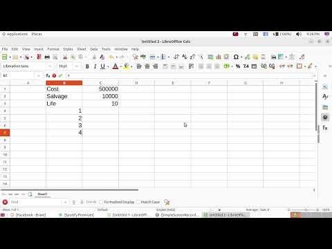 Calculation of Depreciation Under Diminishing Balance Method - LIbreOffice CALC DB Function