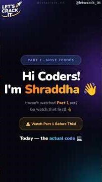 Move Zeroes CODE explained in 60 seconds! 🔥 Two Pointers | LeetCode 283 Part 2 #letscrack_itt