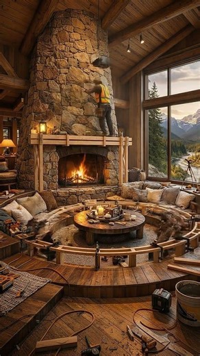 Dreamy Sunken Living Room Build! ✨🏔️