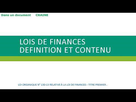 DEFINITION ET CONTENU des LOIS DE FINANCES.