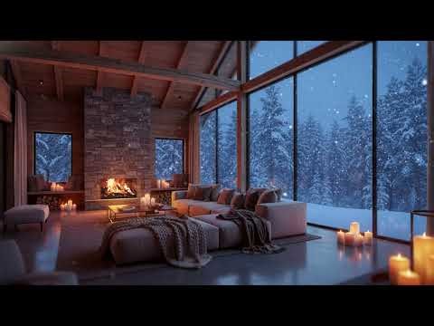 Crackling Fireplace & Howling Blizzard ❄️ Intense Winter Storm & Warm Fire 🔥