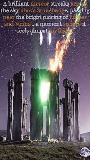 A One-in-a-Million Moment Above Stonehenge For a brief instant in the night, the sky displayed a rare alignment — a meteor glowing in green and gold as it passed near the bright points of Jupiter and Venus. Below, Stonehenge stood in its familiar silence, just as it has for thousands of years. A bright flash across the darkness. Two planets shining side by side. An ancient structure watching the same heavens it was built to observe. These moments don’t last long — they appear, they shine, and th