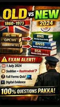 “BNS BNSS BSA 2023 | New Criminal Law Explained | SI Exam Important Update 🔥”#upsc #shortfeed#viral