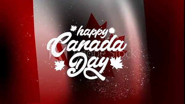 Happy Canada Day text animation with canada flag. Great for Celebrations, Ceremonies, Festivals, greetings, and banners.