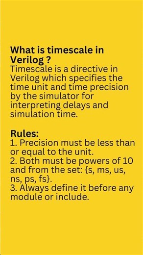 rules & usage of timescale in verilog |2025 #verilog #systemverilog #vlsi #vlsiprojects #vlsijobs