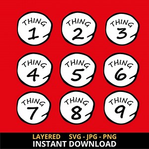 Thing 1 Thing 2 Svg Bundle, Layered Thing One Thing Two, Thing One Ready to Press, Svg Files for Cricut, Png Design for Shirt, Thing 1-9 Png - Etsy UK