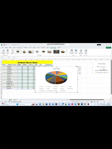 MS Office Class 3|How to insert chart #computercourse #ComputerBasics #TechLearning #viral #creatorsearchinsights