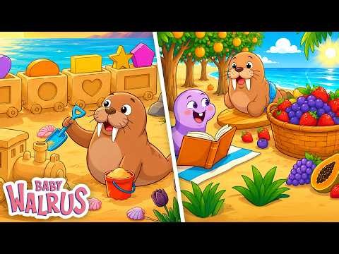 🔺🍎 Learn Shapes and Fruits! First Words for Babies 0-2 | Compilation | Baby Walrus