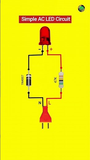 How to Run LED on 220V AC Using Diode and Resistor | #shorts #electronics#ledcircuit#simplecircuit