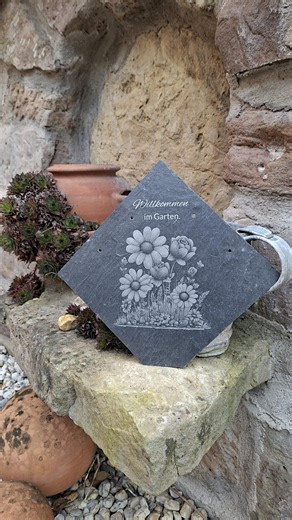 Slate Welcome Sign for Garden With Flower Meadow - Slate, Engraved Slate Plaque - Decoration - Etsy