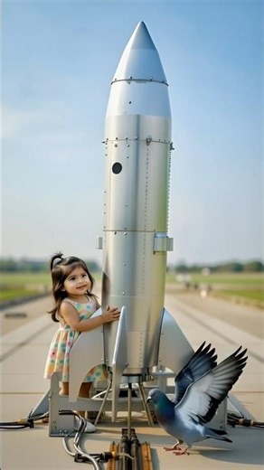 Chinki and Her Pigeon’s Incredible Rocket Journey to the Moon 🚀🌕 #moon #cartoon #ai #rocket #space