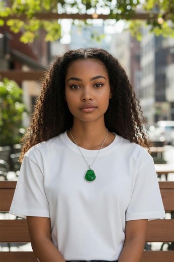 Green Jade Happy Buddha Pendant, Sterling Silver Rope Chain - Etsy