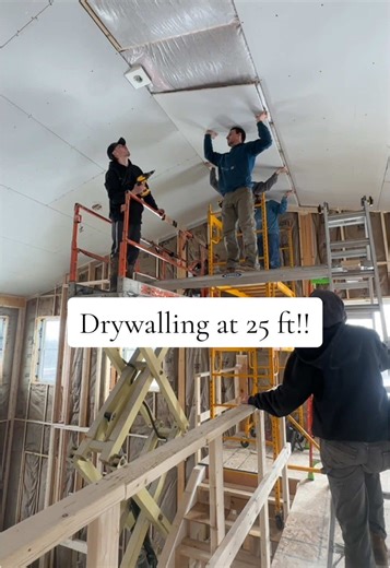 Barndominium Transformation: Drywalling at 25 ft