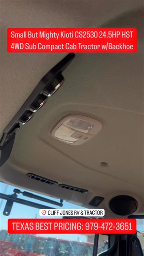 EXCITING NEWS! BRAND NEW KIOTI SUB-COMPACT LINE: Introducing the CS2530 24.5HP HST 4WD Cab Tractor With Loader & Backhoe- Special Financing Available! . . . Revolutionize your land management experience with the industry's first sub-compact tractor to come equipped with a fully contented, 4-season comfort, factory-installed cab with heat and air. Family Owned & Operated: Great Prices, Service, and Financing Available- Contact us TODAY for more information 979-472-3651! #farming #farm #farmlife #