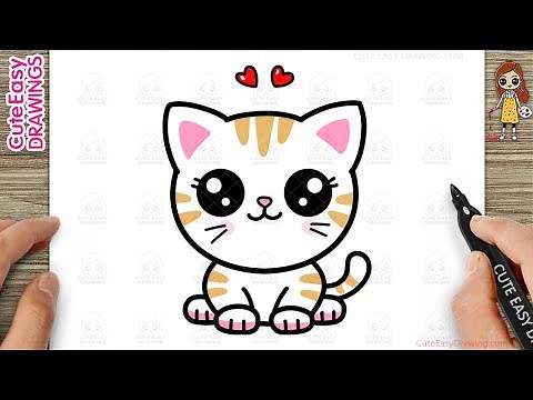 How to Draw a Cute Cat/ kitten Easy Step-By-Step Drawing and Coloring for Kids and Toddlers