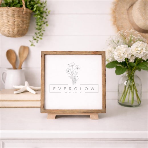 Small White Sign Mockup on Counter - Wooden Framed Kitchen Sign Mockup - Small Sign Mockup - Kitchen Sign - Cute Sign Display - Etsy