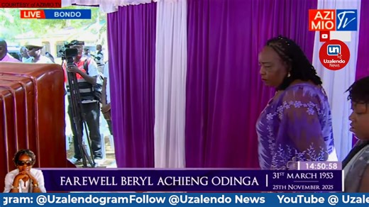 Mama Ida Odinga leads the Jaramogi Oginga family to view the body of Beryl Achieng Odinga | Uzalendo News