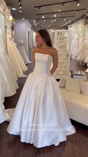 For the brides who want a clean and simple wedding gown 🤍 which one would you saying yes to?