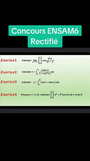 Exercices des concours d'accès à l'ENSAM