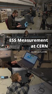 Here we see a team of surveyors from the European Spallation Source ERIC taking precise measurements of a silicon carbide girder prototype at CERN. This activity was part of an Interlaboratory Comparison (ILC), a process recognised by the International Organization for Standardization to ensure measurement consistency and identify potential errors or biases. Precision measurements are crucial for accelerator laboratories. For collisions to occur in the #LHC, the accelerator components must be al
