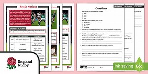 England Rugby: Rugby Six Nations Reading Comprehension Ages 9-11