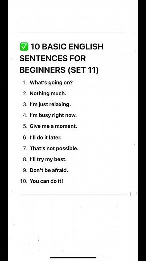 ✅ 10 BASIC ENGLISH SENTENCES FOR BEGINNERS